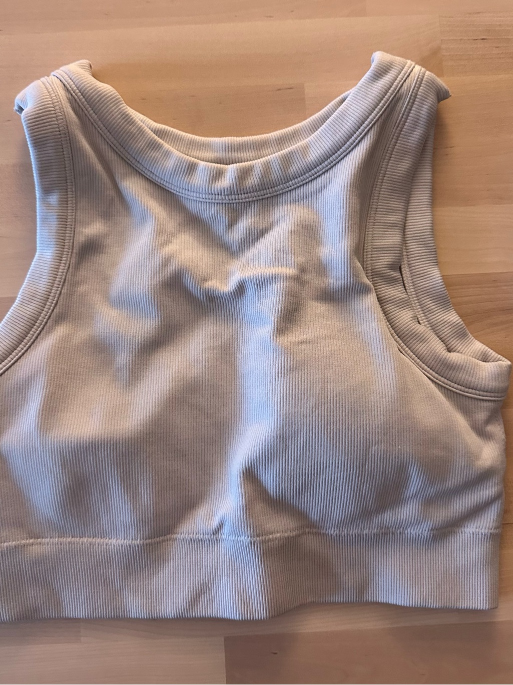 Ribbed Crop Tank Top In Light Beige